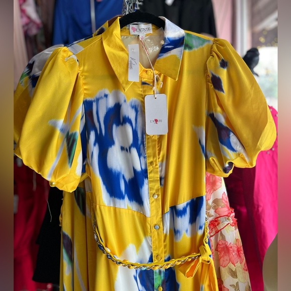 Yellow and blue collared dress - Picture 5 of 5